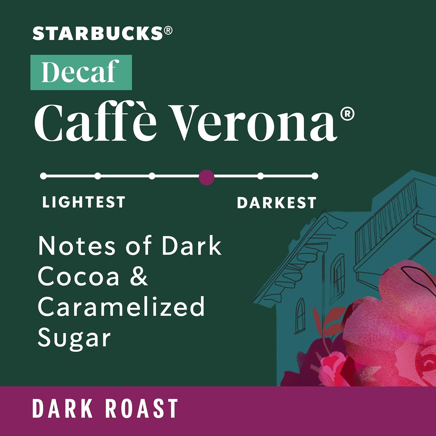 Starbucks Ground Coffee - Dark Roast Decaf Caffè Verona | Six 12 oz Bags for Hot or Iced Brew
