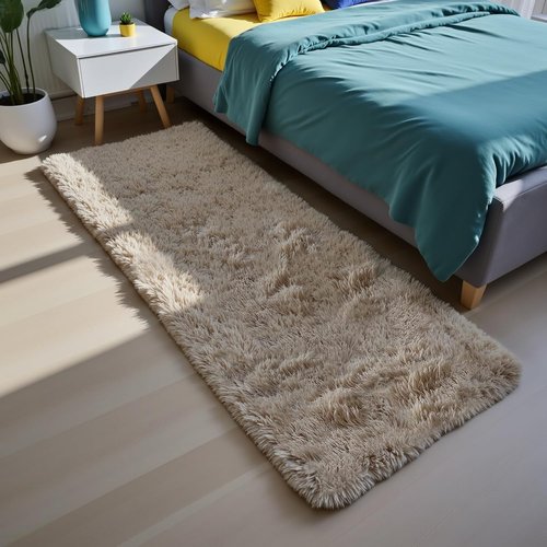 Fluffy Rug | Beige Shag Area Rug - Soft 2x4 Bedroom & Living Room Throw Rug for Cozy Home Decor