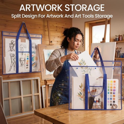 GAMENOTE Large Poster Storage Bag - 2 Pack Art Portfolio Holder for Classroom Organization (31.5"×25.5")