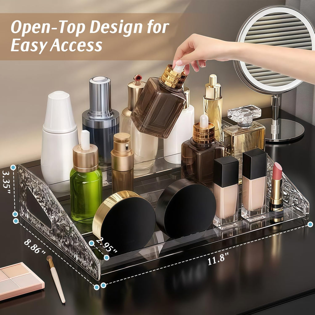 guuooge 2 Pack Perfume Organizer- 3 Tier Cologne Stand Clear Plastic Cologne Organizer for Men/Women Fragrance, Lotion, Skincare Display Holder Shelf(Clear)
