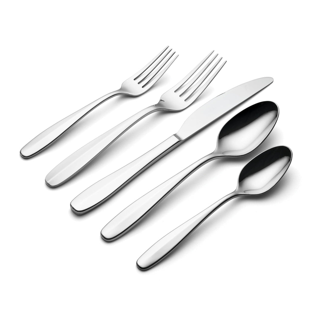 Oneida Silverware Set, Oakwood 20 Piece Everyday Flatware Set, Service For 4, 18/0 Stainless Steel, Dishwasher Safe, Cutlery Sets, Kitchen Utensils Sets, Knives Spoons And Forks (Silver, 20 Pieces)