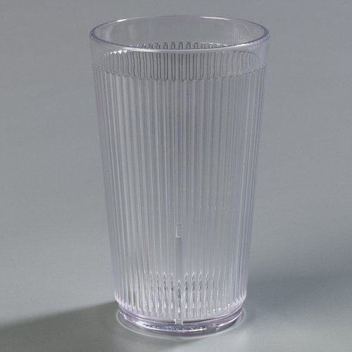 Carlisle FoodService Products Crystalon Stack-All Stackable Tumbler Plastic Tumbler with Ribbed Texture for Restaurants, Catering, Kitchens, Plastic, 12.5 Ounces, Clear, (Pack of 48)