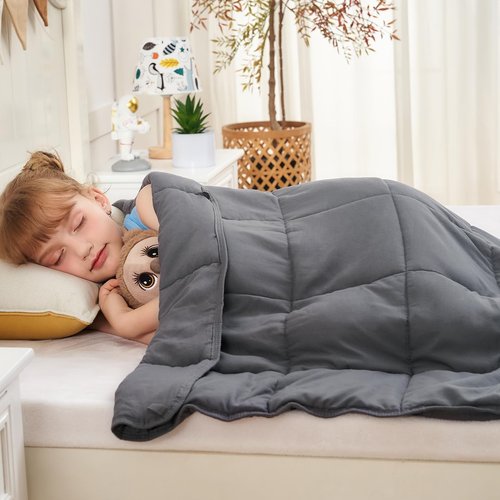 yescool Weighted Blanket 5 Pounds Cooling Weighted Lap Blanket, Grey Heavy Blankets for Sleeping, Weighted Throw Blanket Gift for 40-60lbs, 40"x60"