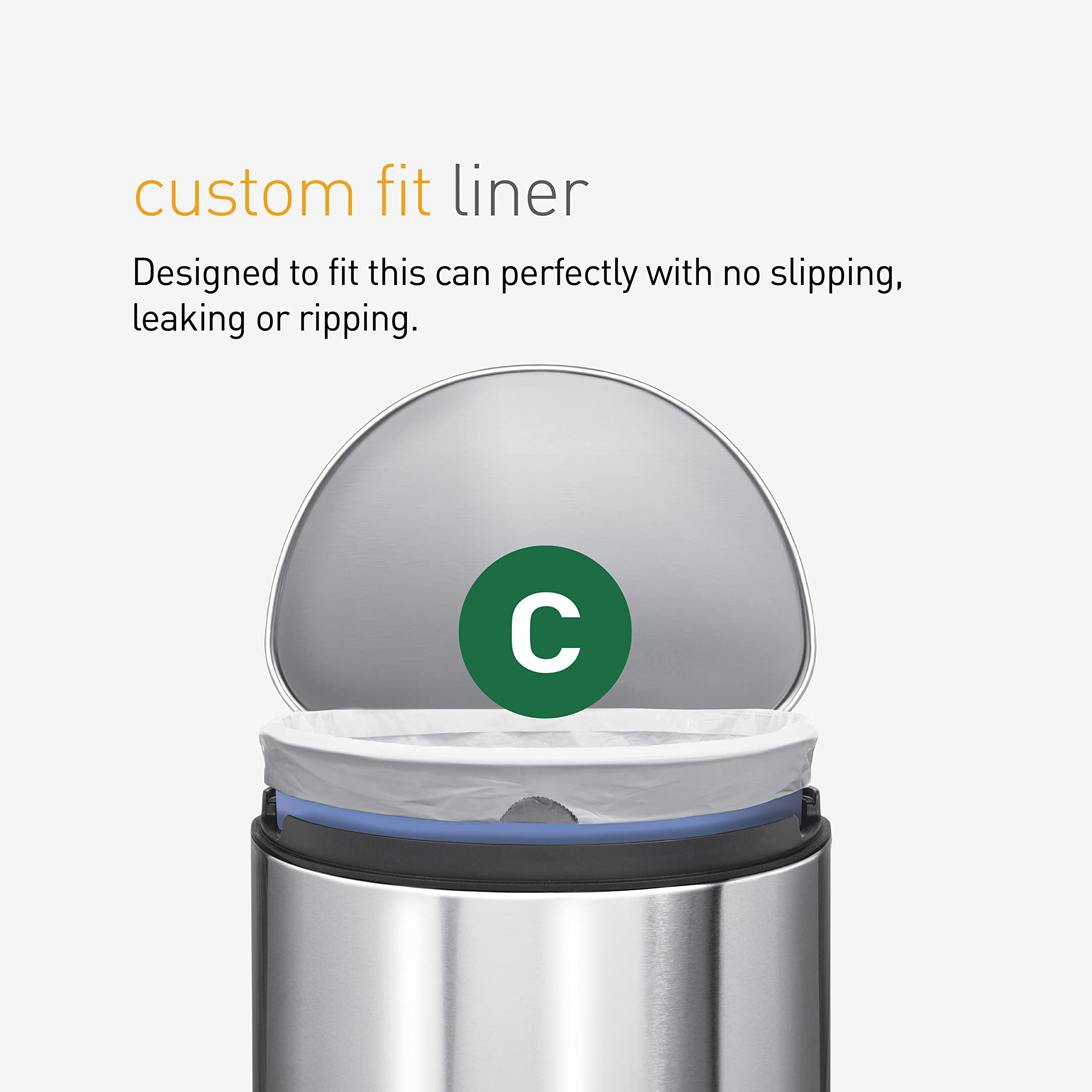 simplehuman Trash Can Liner C, 10-12 Liters/2.6-3.2 Gallons, 20-Count Bags (Pack of 3)