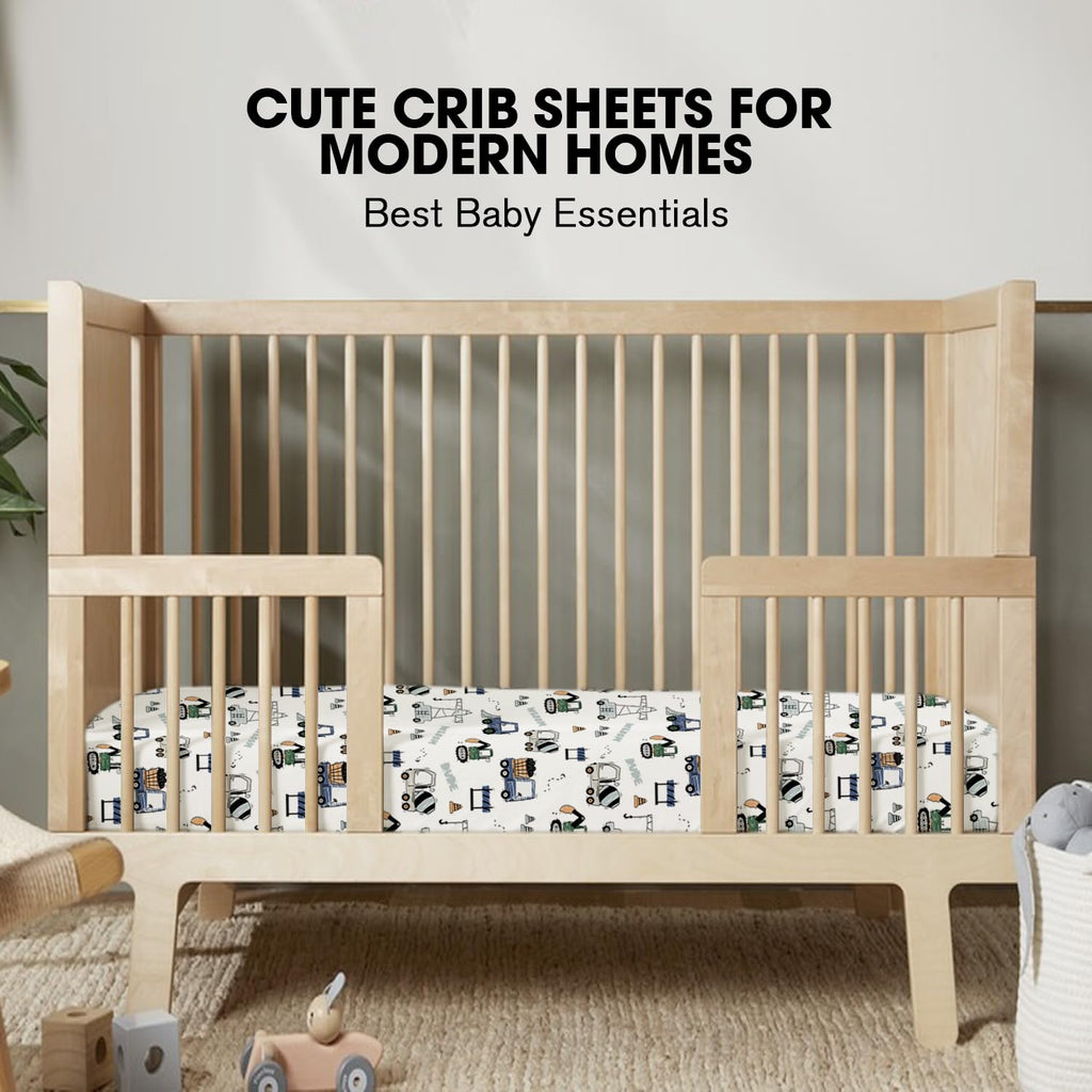 Little Grape Land Crib Sheets 4 Pack for Boys and Girls, Baby Neutral Crib Fitted Sheets for Standard Crib & Toddler Mattress, Super Soft Breathable Fitted Crib Sheet Set (Truck & Alligator)