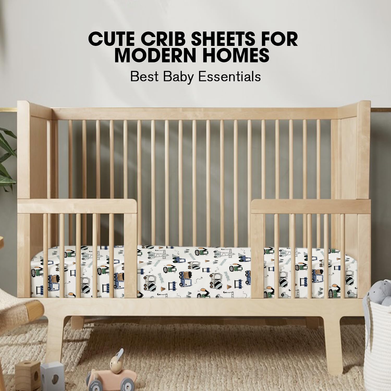 Little Grape Land Crib Sheets 4 Pack for Boys and Girls, Baby Neutral Crib Fitted Sheets for Standard Crib & Toddler Mattress, Super Soft Breathable Fitted Crib Sheet Set (Truck & Alligator)