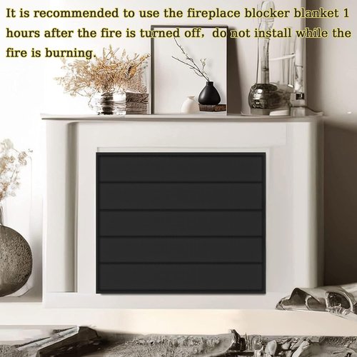 Magnetic Fireplace Blanket for Heat Loss Indoor Fireplace Covers Keep Drafts Out Stops Heat Loss Fireplace Draft Stopper with Built-in 12 Strong Magnet for Iron Fireplace Frame Fireplace Screen 39x36