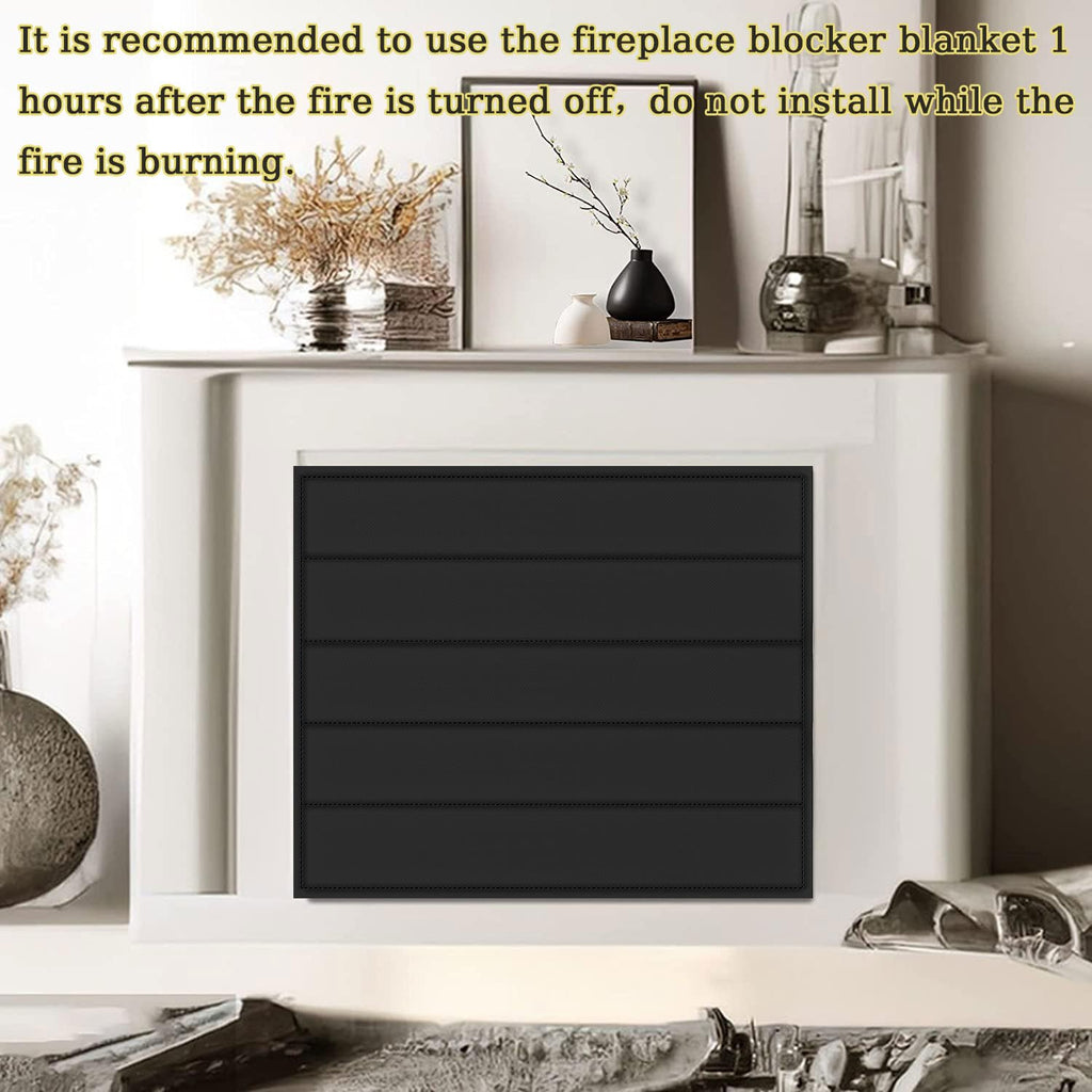 Magnetic Fireplace Blanket for Heat Loss Indoor Fireplace Covers Keep Drafts Out Stops Heat Loss Fireplace Draft Stopper with Built-in 12 Strong Magnet for Iron Fireplace Frame Fireplace Screen 36x32"