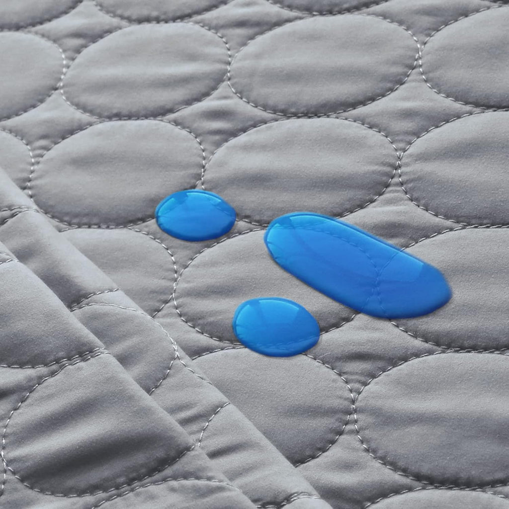 Skiennix Crib Mattress Protector Sheets - Waterproof Quilted Pad Cover for Baby & Toddler | Grey & Pink, 52” x 28”
