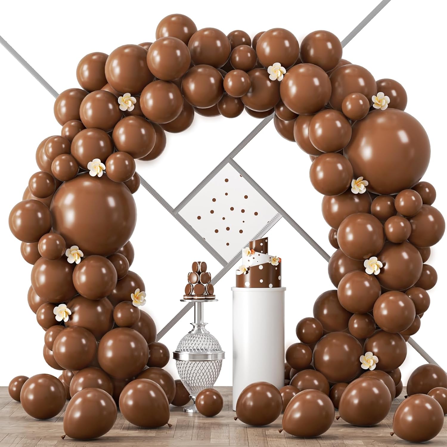 Voircoloria Brown Balloon Garland Arch Kit - 90 Pack in 18/12/10/5 Inch Sizes for Weddings, Graduations & Parties