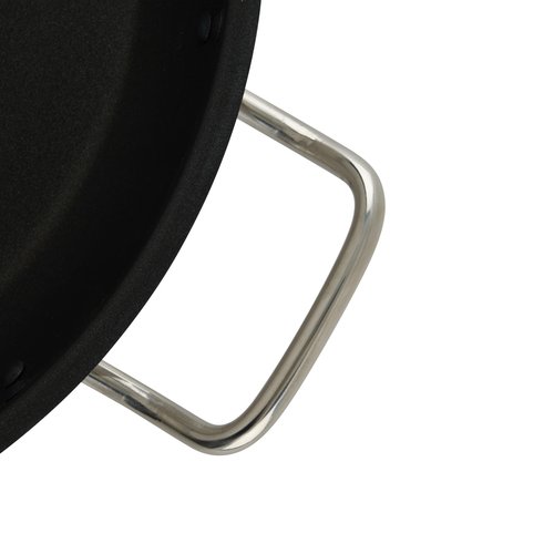Winco Commercial-Grade Stainless Steel Fry Pan with Helper Handle, Non-Stick, 14"