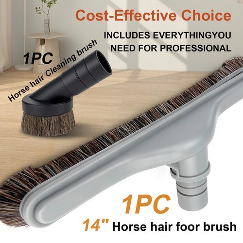 Horsehair Vacuum Floor Brush Compatible with ProTeam Vacuum Backpack and Hoover Vacuum C2401,14" Attachment for Commercial Cleaner+ 3" Round Dusting Brush, Part #101446