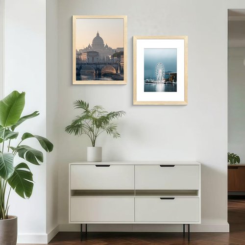 LUCKYLIFE 12x16 Picture Frame Natural Solid Wooden Photo Frames Diamond Art Painting for Wall, Display 8.5x11 with Mat or 12x16 Without Mat, 1 Pack