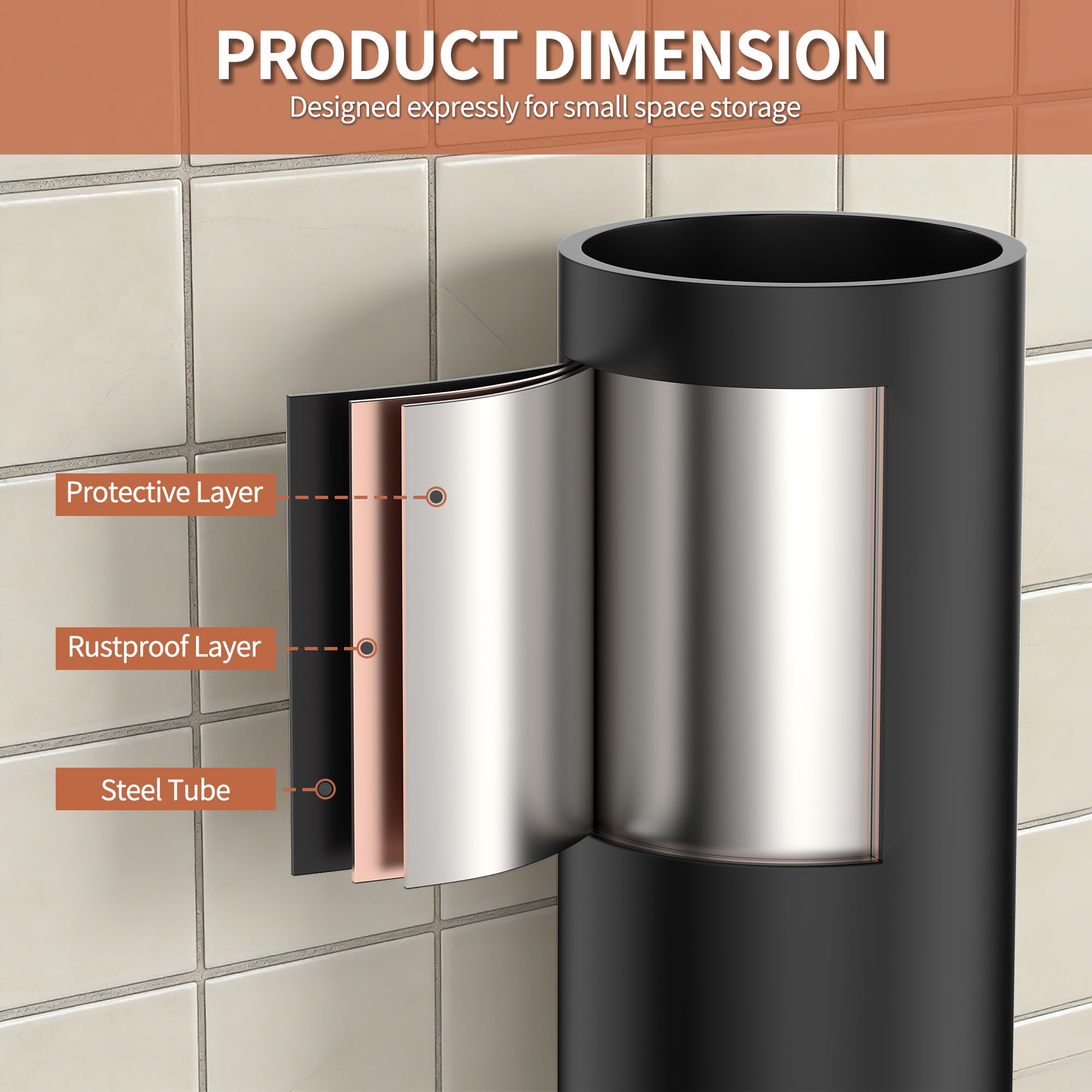 ASCENREST 3-Tier Over The Toilet Storage, Freestanding Metal Bathroom Shelves, Space Saver Above The Over Toilet Storage Shelf for Bathroom (Black)