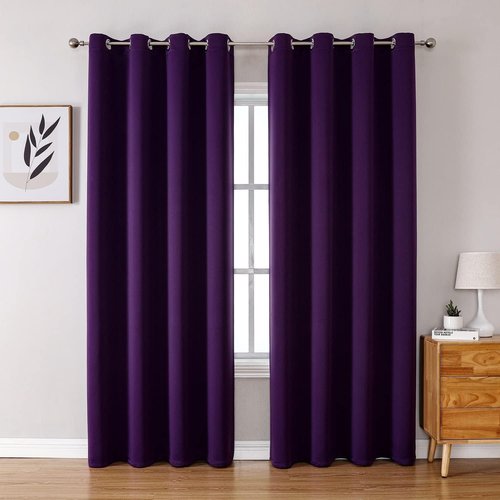 ChrisDowa Grommet Blackout Curtains - Thermal Insulated Room Darkening Panels (Royal Purple, 52"W x 95"L)