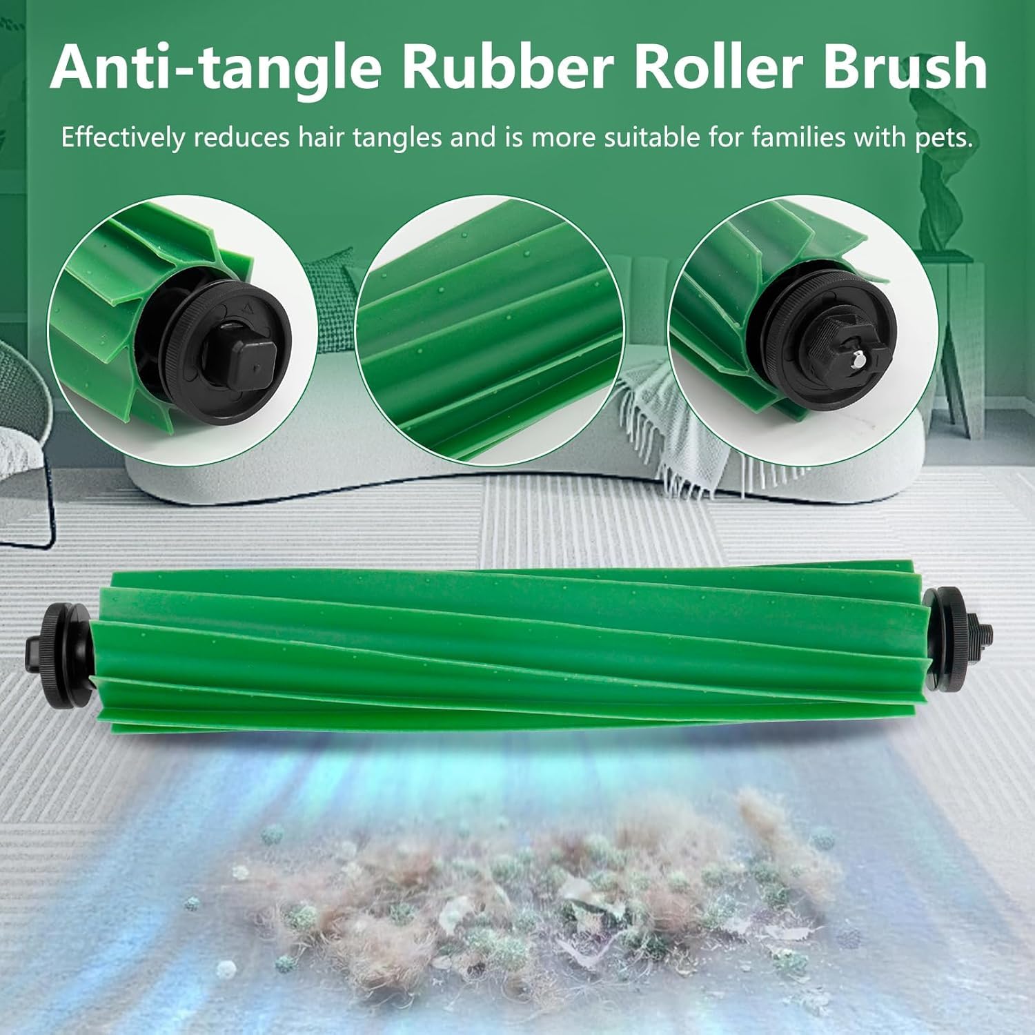 GIB Replacement Parts for iRobot Roomba Plus 505/405 Combo Robot Vacuum Accessories Kits, Multi-Surface Rubber Roller Brushes, 4 Pack