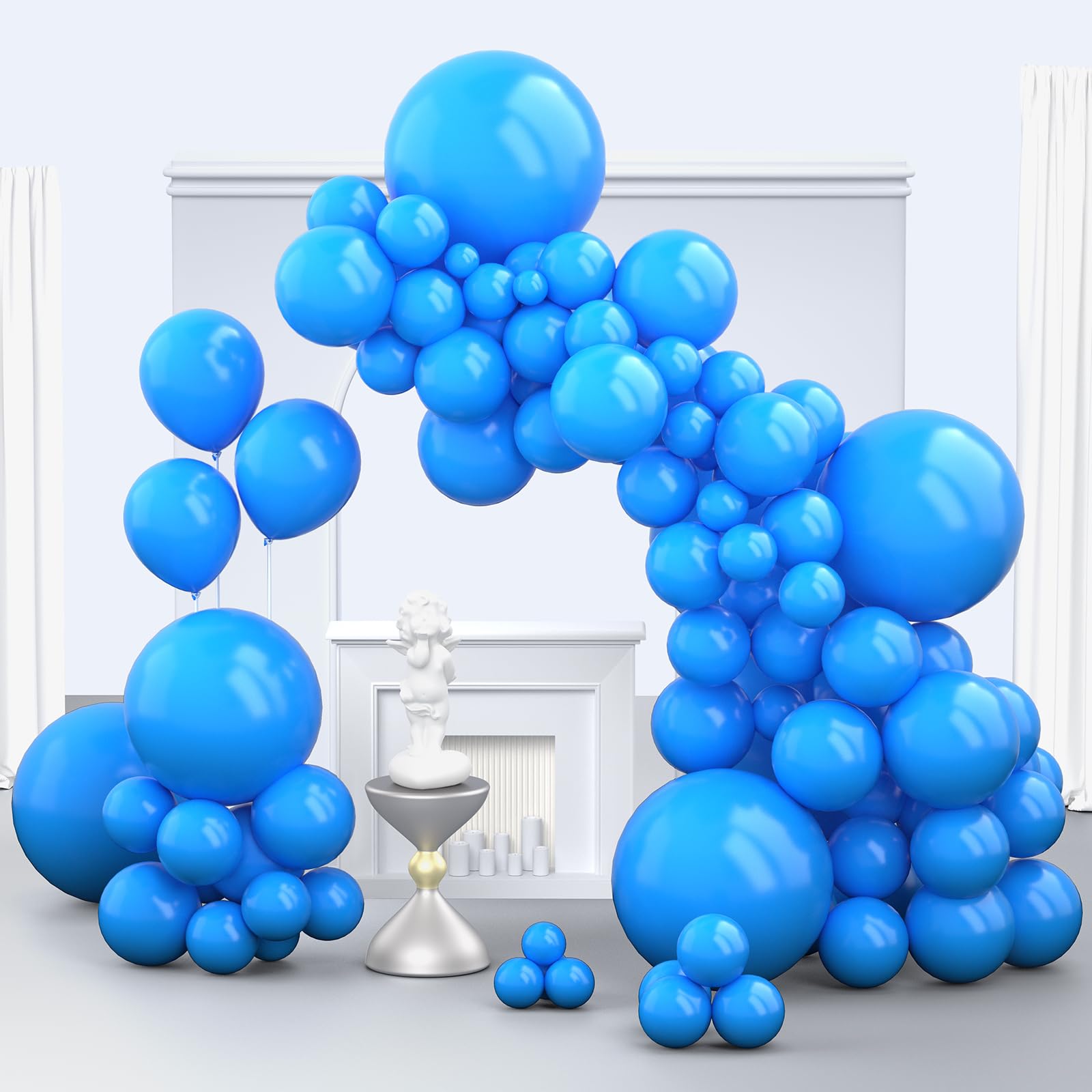 Zingnify Blue Balloons, 150 pcs Different Sizes Pack of 18 Inch 12 Inch 10 Inch 5 Inch Matte Blue Balloons for Balloon Garland Balloon Arch as Birthday Party Wedding Decorations