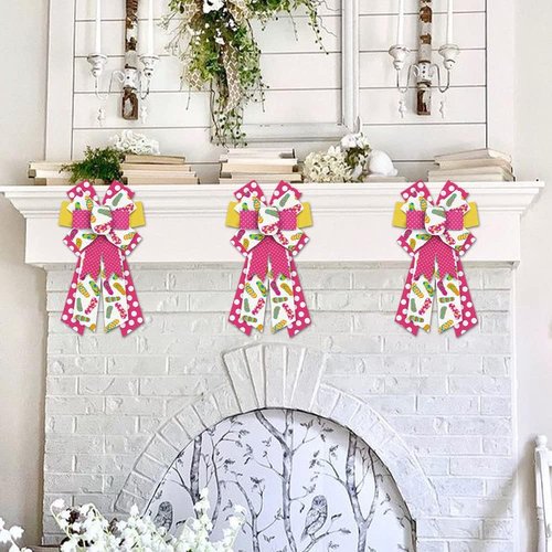 ALIBBON Large Flip Flop Bows - Vibrant Summer Wreath Bows in Red & Yellow for Indoor/Outdoor Decor