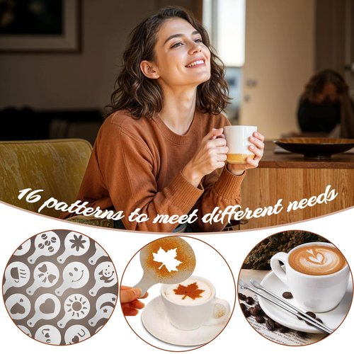 RIVKAWA 22 PCS Coffee Tamper Set, Espresso Accessories Tampers kit Barista Tools with 51mm Espresso Tamper, WDT Tool, Frothing Pitcher, Coffee Stirrer, Latte Art Pen, Tamper Mat, 16 Coffee Stencils