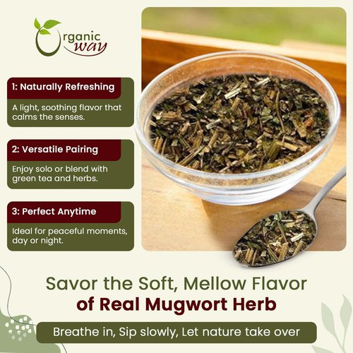 Organic Way Mugwort Herb Loose Leaf Cut & Sifted (Artemisia Vulgaris) Herbal Tea | Kosher & USDA Certified | Vegan, Non-GMO & Gluten Free | Raw from Albania (4 Ounce (Pack of 1)