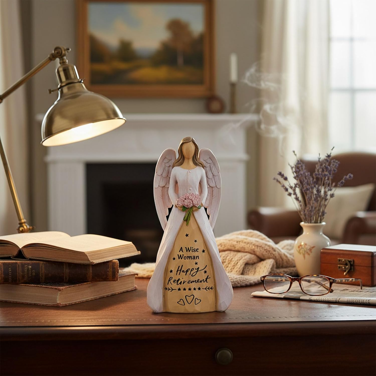 NAN ZAI NAN FANG Retirement Gifts for Women | Funny Hand-Painted Angel Figurine - 5.5" Personalized Gift for Coworkers, Teachers, Nurses