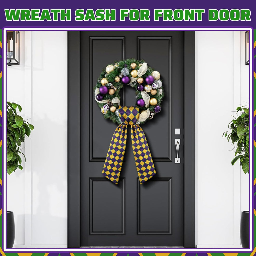 VitalCozy Carnival Wreath Sash - Elegant Satin Ribbon for Embroidery Monogram | Indoor/Outdoor Decor