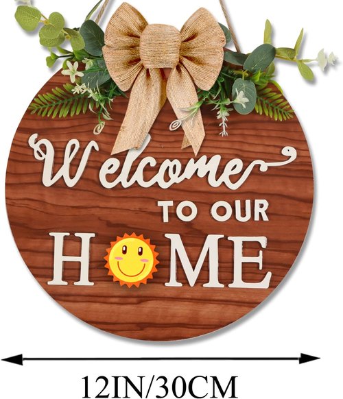 Interchangeable Welcome Home Sign - Rustic Front Door Wreath for All Seasons | Farmhouse Decor