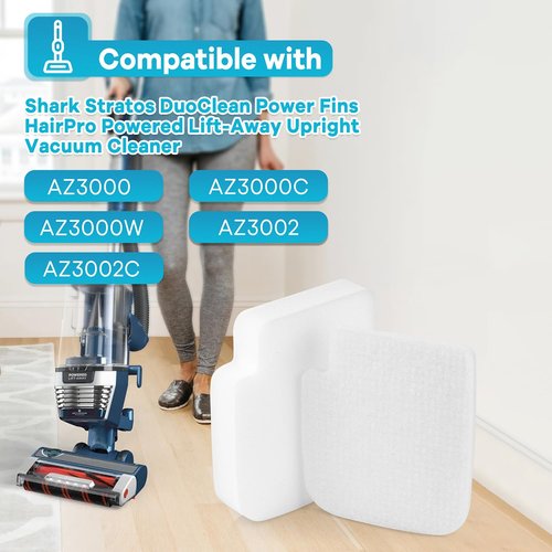 2 Pack Foam & Felt Filters Compatible with Shark Stratos Powered Lift-Away Upright Vacuum with DuoClean PowerFins HairPro AZ3000 AZ3000C AZ3000W AZ3002 AZ3002C, Replace Part XFFKAZ3000
