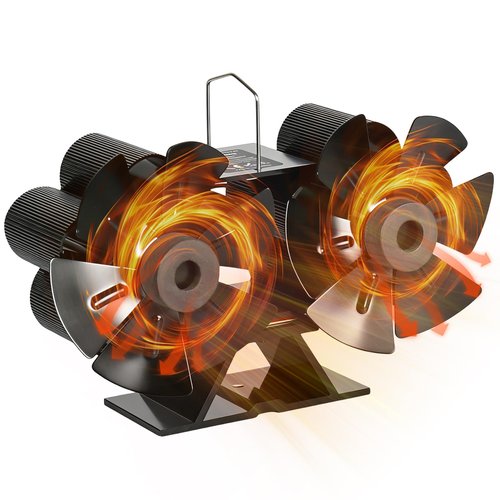 LuxDuo Wood Stove Fan,Dual Motors Heat Powered Fireplace Fan Non-Electric for Efficient Warm Air Circulation,12 Blades Silent Operation Stove Accessories for Log/Wood Stove/Fireplaces