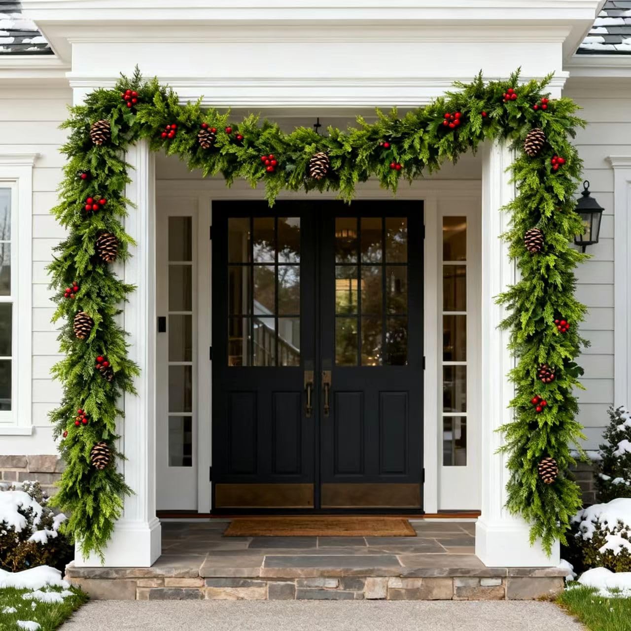 9 FT Christmas Cedar Garland, Real Touch Soft & Thickness Greenery Pine Garland for Mantle Table Fireplace Outdoor Indoor Christmas Decorcorations