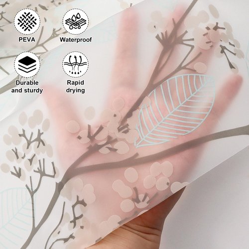 HADEEONG PEVA Shower Curtain, 72 x 72 Water Repellent Premium Bathroom Shower Curtain with 3 Magnetic Weights for Shower Stall, Bathtubs (Flower-2)