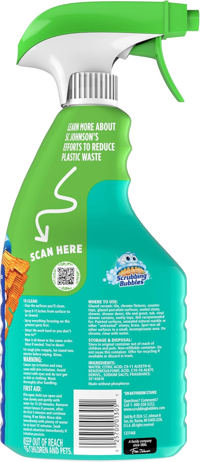 Scrubbing Bubbles All-Purpose Bathroom Cleaner - Fast-Acting Foam for Limescale & Grime | 32oz Spray