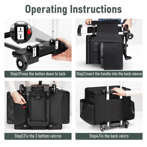 Ytonet Cleaning Caddy with Wheels, Large Rolling Cleaning Caddy Bag with Detachable Trolley for Housekeepers, Water Resistant Cleaner Supplies Organizer with Wheels for Kitchen, Car, Tool Organizer