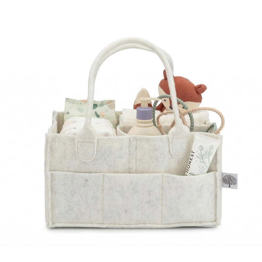 Parker Baby Diaper Caddy - Stylish Nursery Storage Bin & Car Organizer for Diapers - White Regular Size