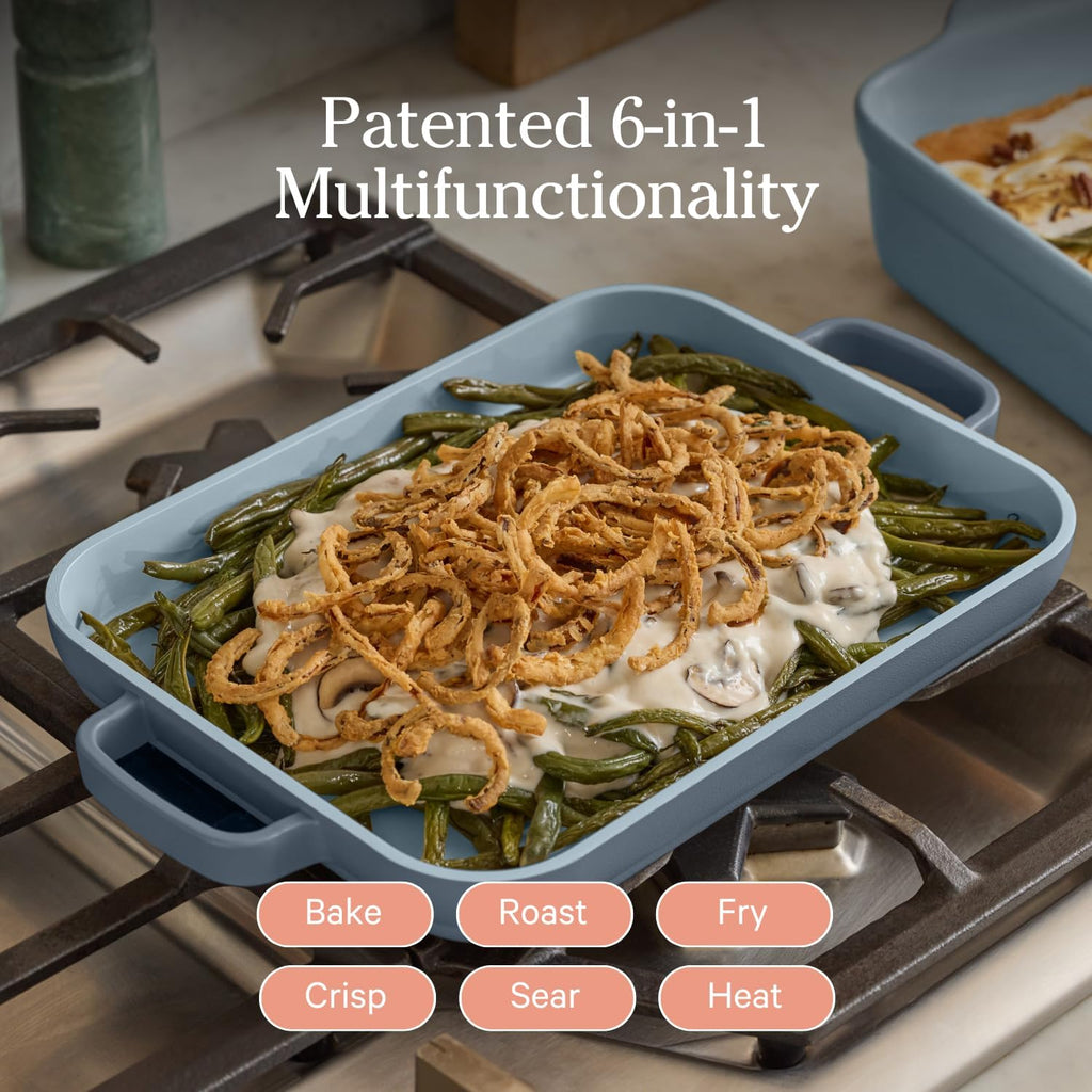 Our Place Mini Griddle Pan - 9" Nonstick Ceramic Griddle for Stovetop & Oven | PFAS-Free, Oven-Safe to 450°F | Blue Salt