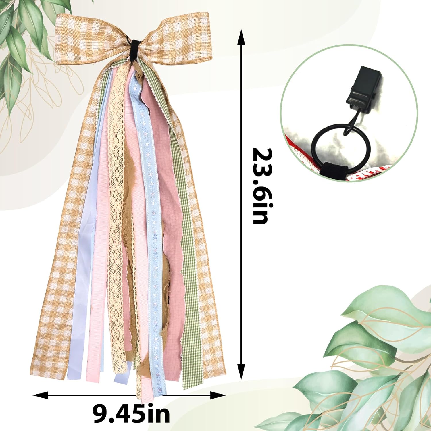 Skiennix Large Fall Ribbons Bow - Assorted Orange & White Buffalo Plaid Fabric Ribbons for Thanksgiving Decor