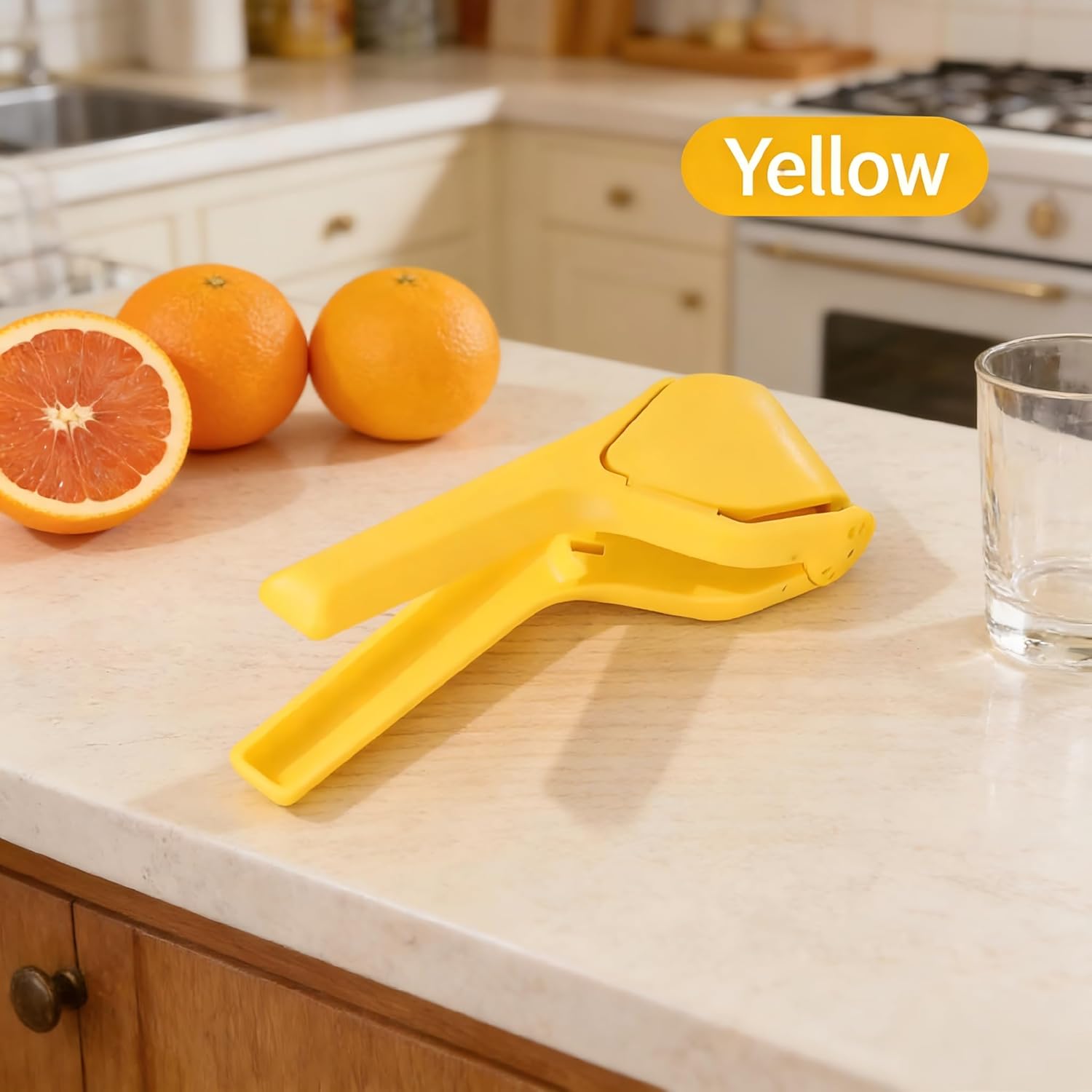 Skiennix Lemon Squeezer - Effortless Manual Citrus Juicer | Fold-Flat Design, Sturdy & Compact (Yellow)