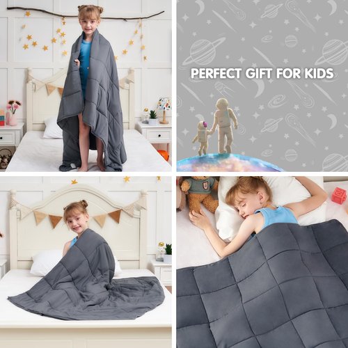 yescool Weighted Blanket 5 Pounds Cooling Weighted Lap Blanket, Grey Heavy Blankets for Sleeping, Weighted Throw Blanket Gift for 40-60lbs, 40"x60"