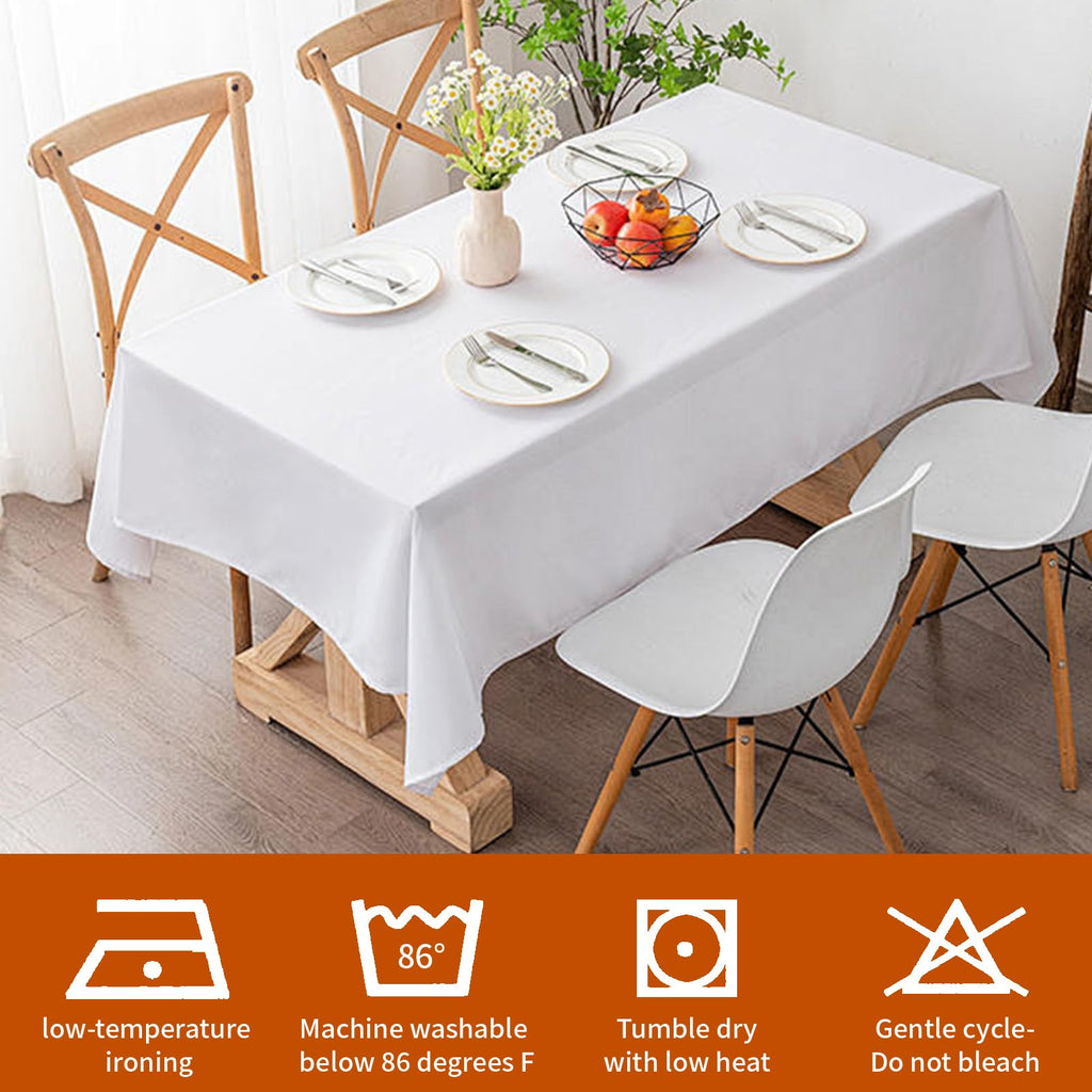TUOTPE 10 Pack White Square Tablecloths, 60 x 102 Inch Stain Resistant and Wrinkle Polyester Fabric Washable Table Clothes Cover for 6 Foot Table, Wedding, Reception Banquet, Birthday Party