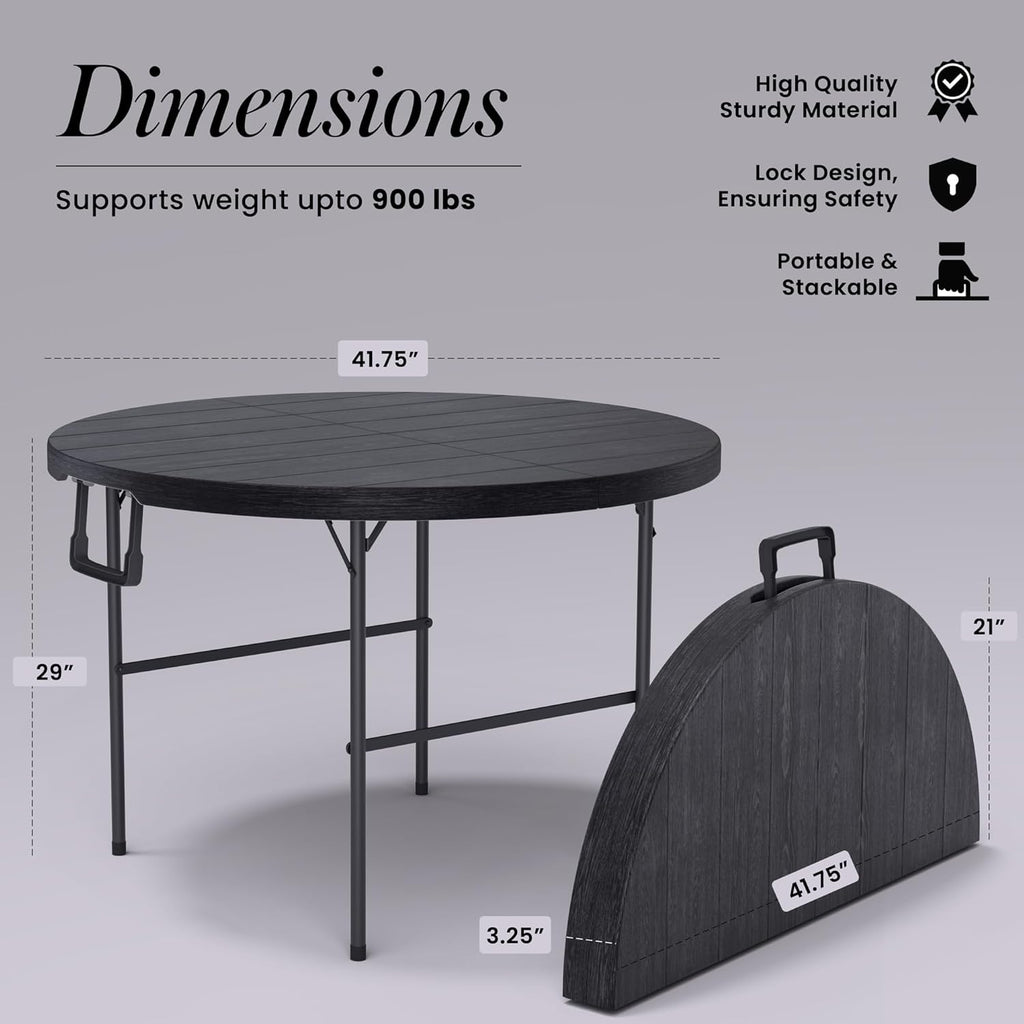 Modern Space 3.5 Feet Circular Round Foldable Table - Heavy Duty Portable Design for Indoor/Outdoor Events