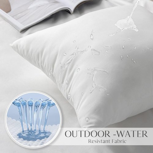 Ashler Outdoor Pillow Inserts - Waterproof Hypoallergenic Set of 4 | 18 x 18 Decorative Cushions for Patio