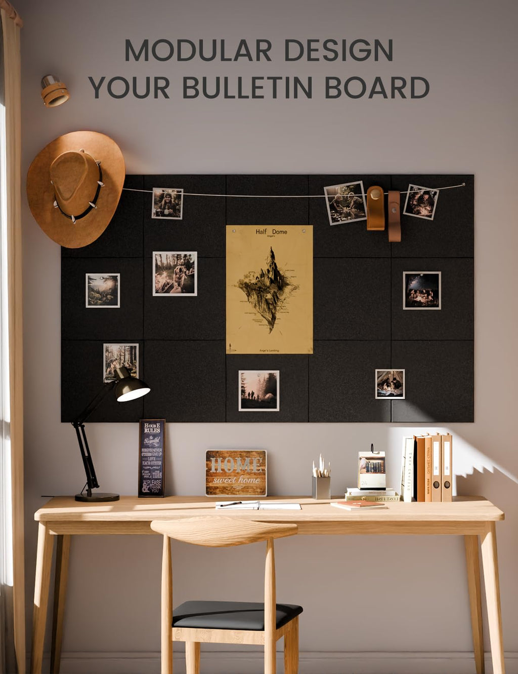 Fluxynara Large Felt Bulletin Board 36" x 24" Cork Board Alternative-6 Pack with 40 Safe Removable Adhesive Tabs, Cork Boards for Walls Cork Board for Home Office Classroom Pin Board - Black