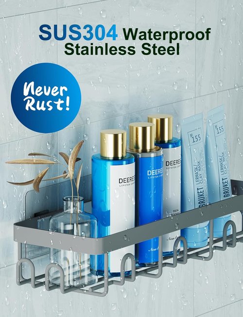 GVY Shower Caddy 5 Pack - Rustproof Adhesive Bathroom Organizer Shelves | No Drilling, Perfect for Home Decor