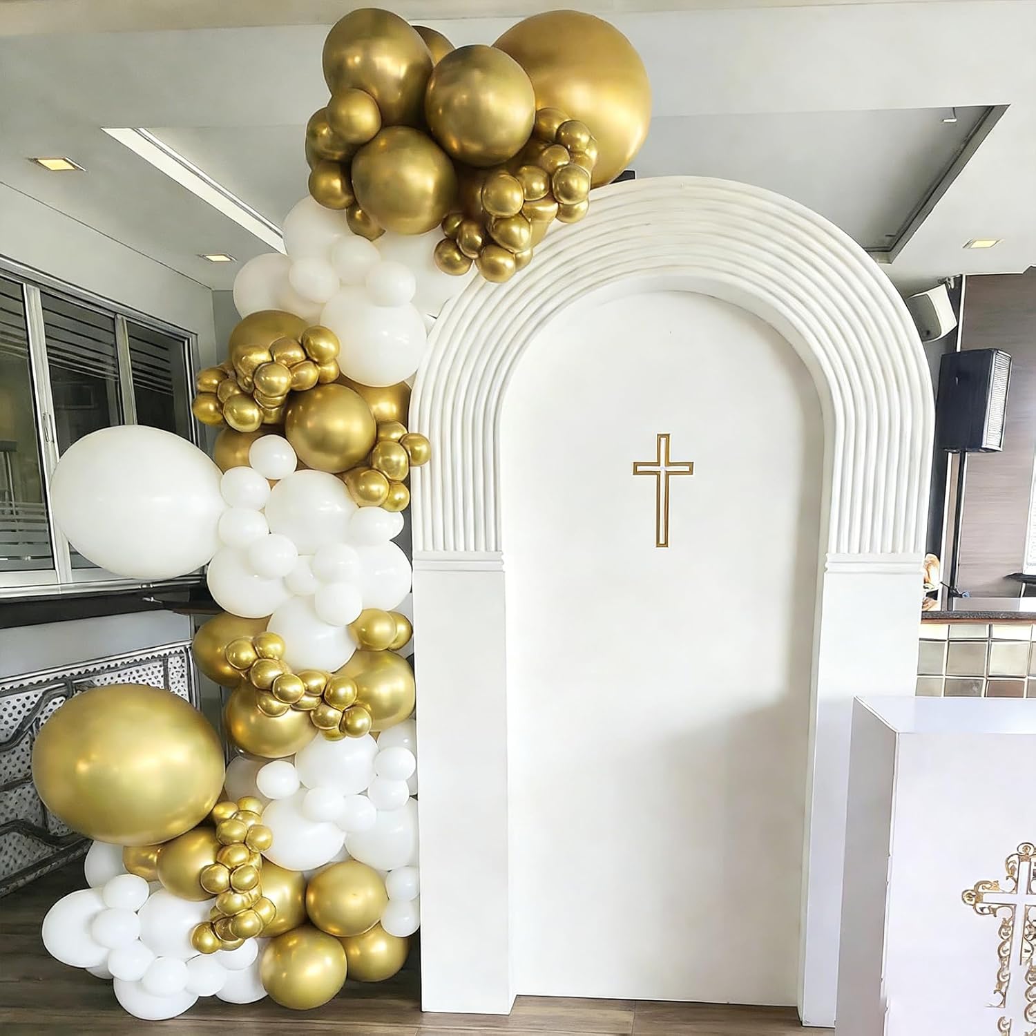 YMSZ White and Gold Confetti Balloons - 67pcs 12 Inch Latex Balloons for Birthday & Wedding Decor