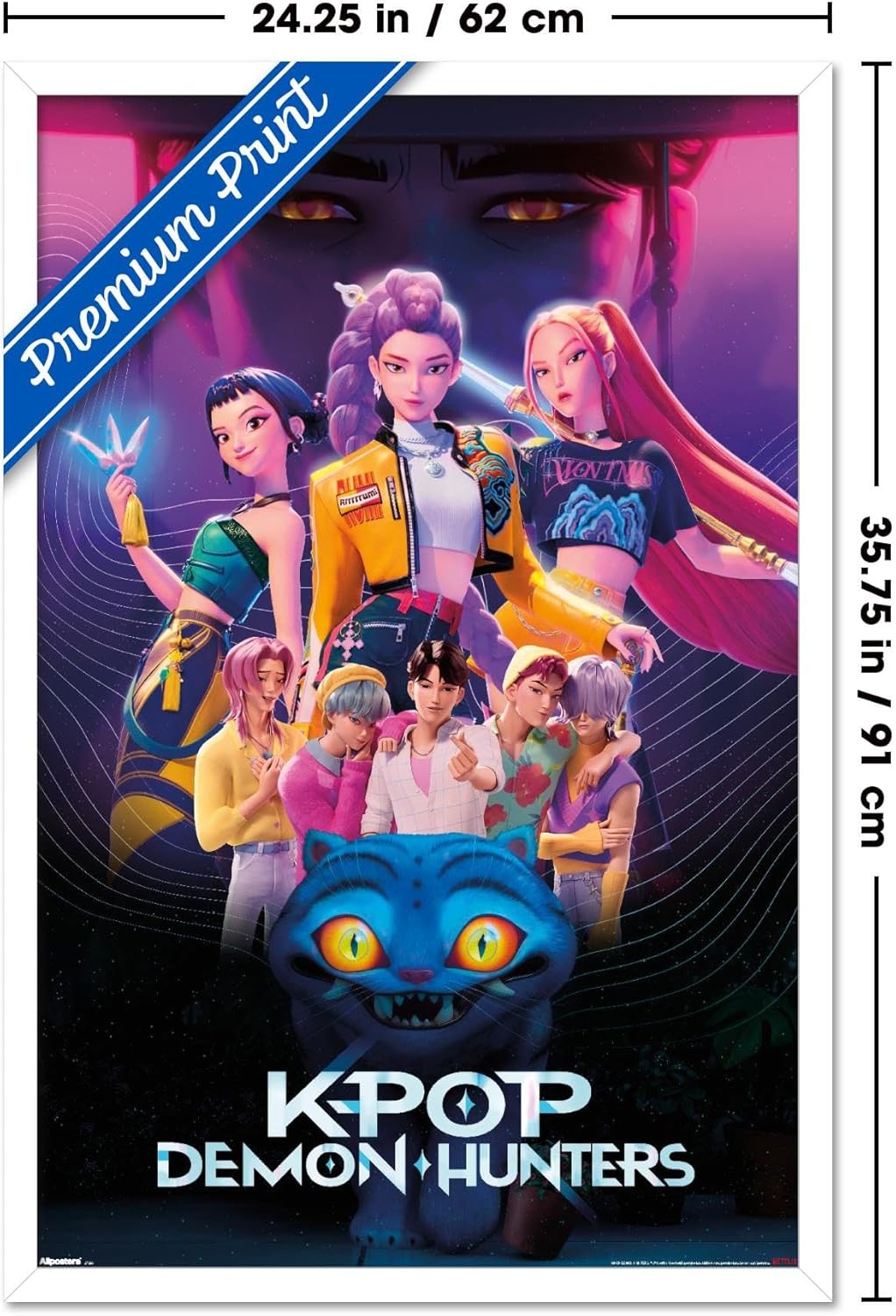Netflix KPop Demon Hunters Wall Poster - Framed 34L x 22.4W | Stylish Home Decor