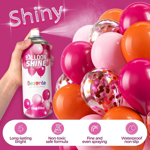 Bezente Balloon Shine Spray - 15 oz Waterproof, Long-Lasting High Shine for Party Decorations