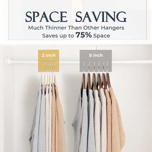 HOUSE DAY Velvet Hangers - 40 Pack Non-Slip Heavy Duty Clothes Hangers | Premium Beige Slim Design with 360° Rotating Hook