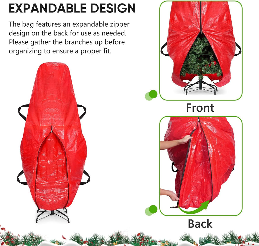 BALEINE Christmas Tree Storage Bag - 7.5 ft Tear-Resistant PE Material with 4 Reinforced Handles | Grey