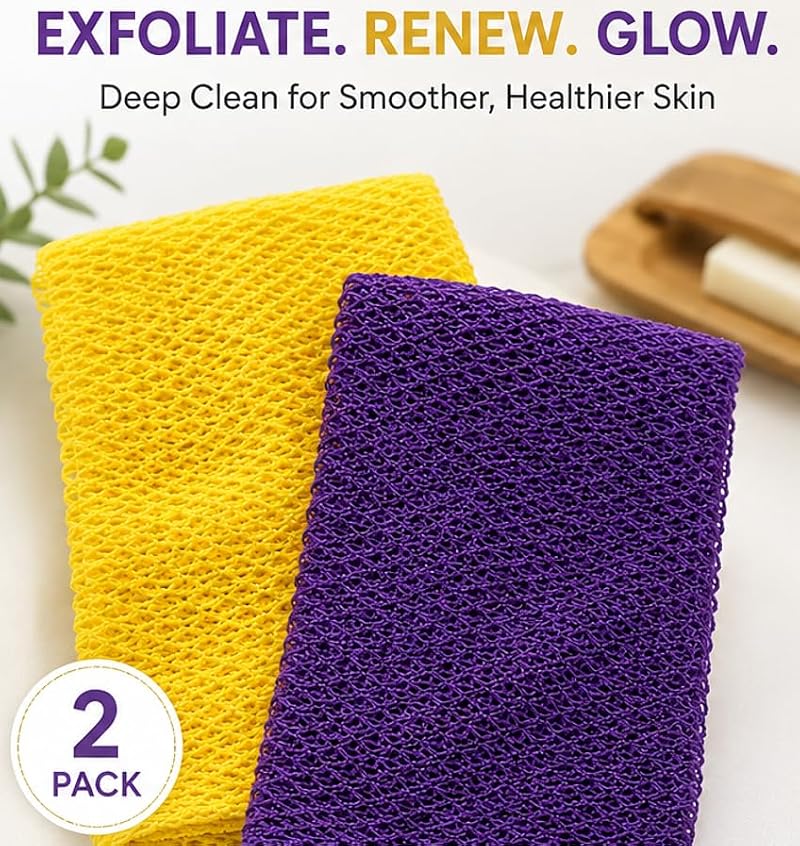 Soft Quick-Drying Bath Towels - Yellow & Purple Set for Daily Use