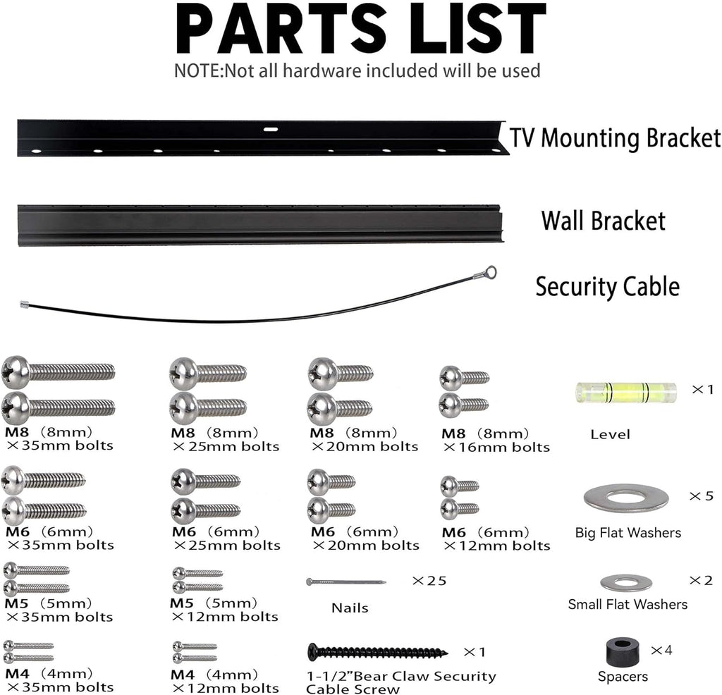 Skiennix No Stud TV Wall Mount - Easy Install Drywall Hanger for 12-55 Inch Flat Screen TVs Up to 99 lbs